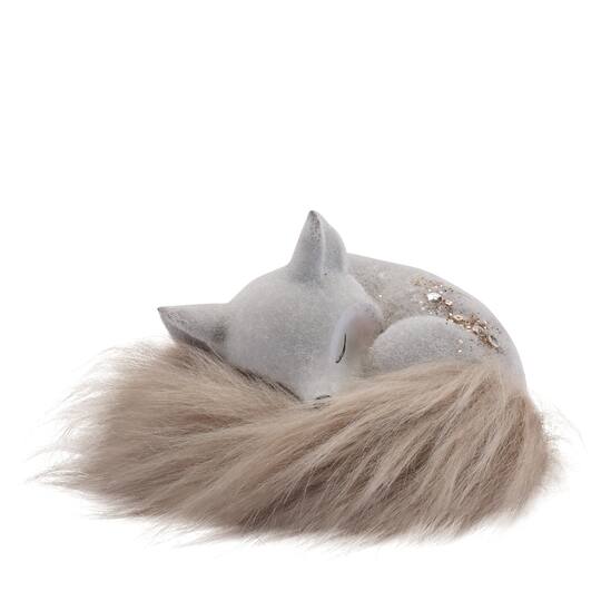 Melrose Woodland Fox Figurines with Faux Fur Tails Set